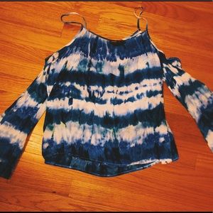 Blue Tie Dye Off the Shoulder Blouse